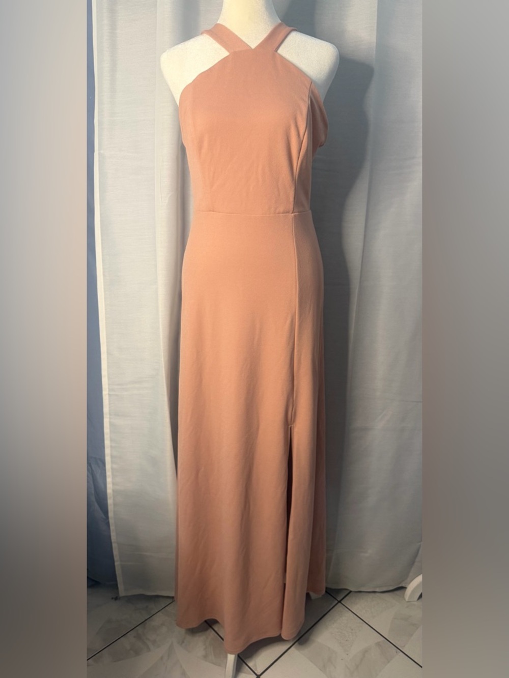 2-Birdy Grey Peach Halter Maxi Dress